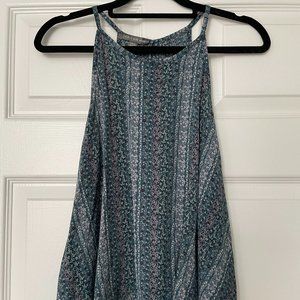 Don't Ask Why/American Eagle ONE SIZE floral pattern blue teal purple tank top